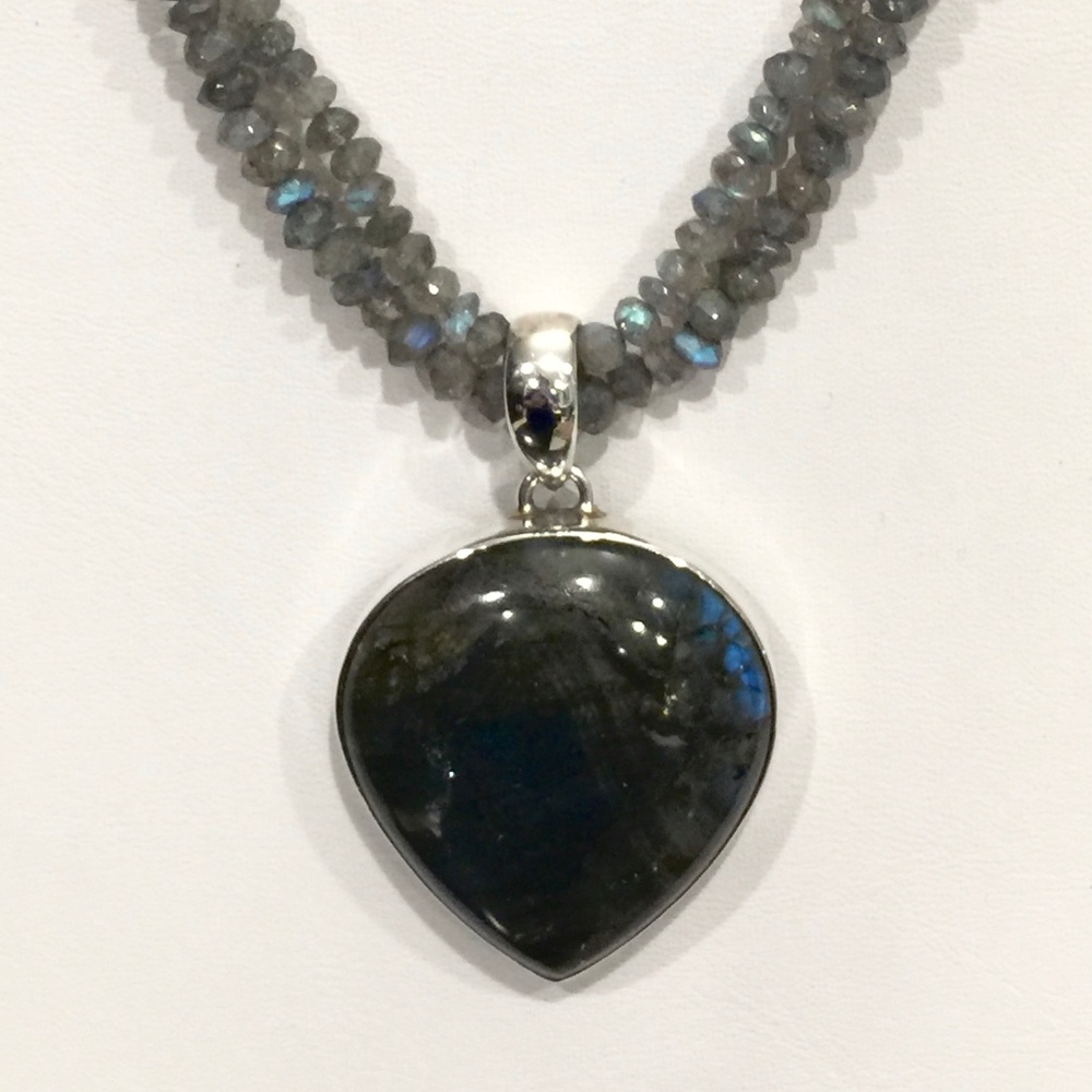 Sterling Silver Labradorite Necklace/Pendant Set